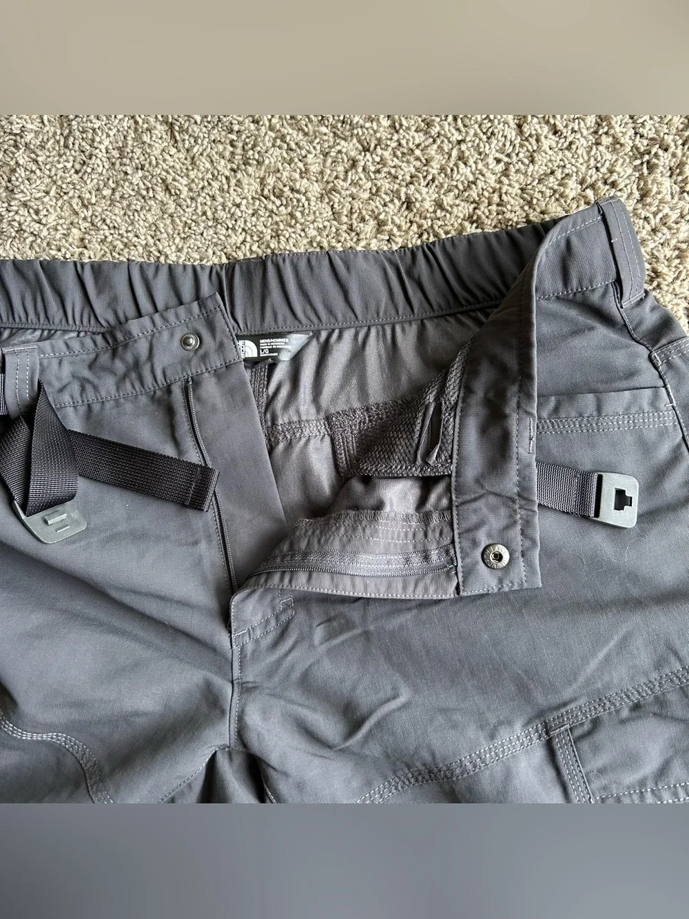 The North Face Pants Mens Large 36x30 Black Convertible Belted Cargo Outdoors
